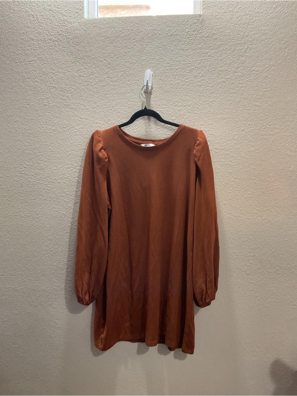 Nine West Rust Brown Long Sleeve Mini Dress/Sweater